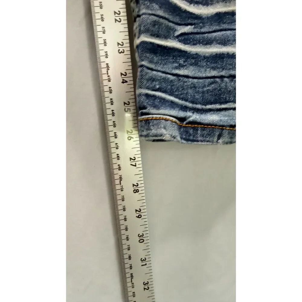 Evolution In Design Boys Jeans Size 14 Blue Used Distressed Orange Patch Ripped